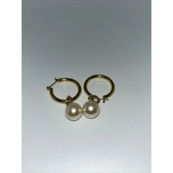 Vintage Lot Of 8 Gold Tone Pierced Earrings w/ Faux Pearls Unbranded - Picture 3 of 12